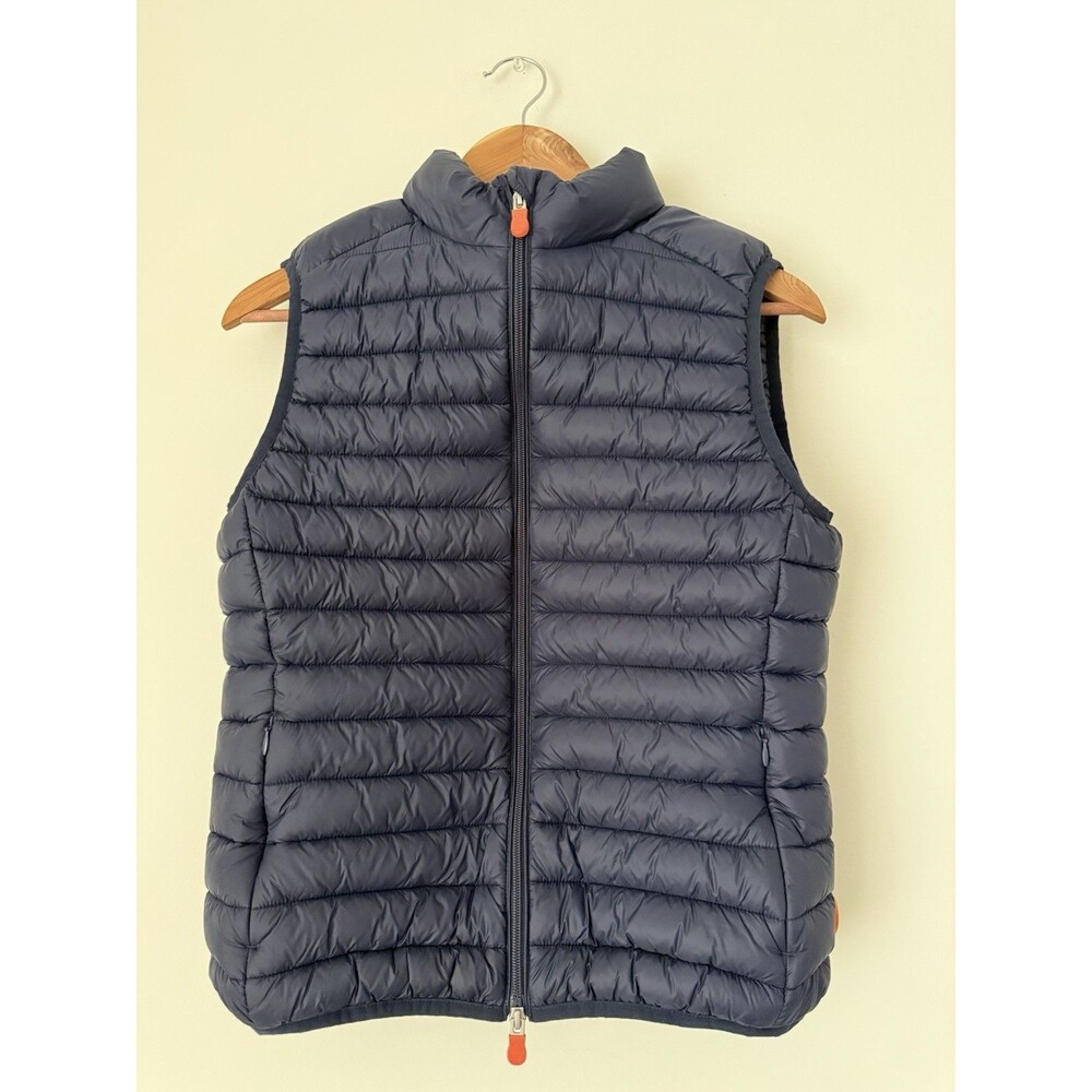 Save The Duck Women’s M Black Quilted Puffer Vest Plumtech Ultra Light Full Zip